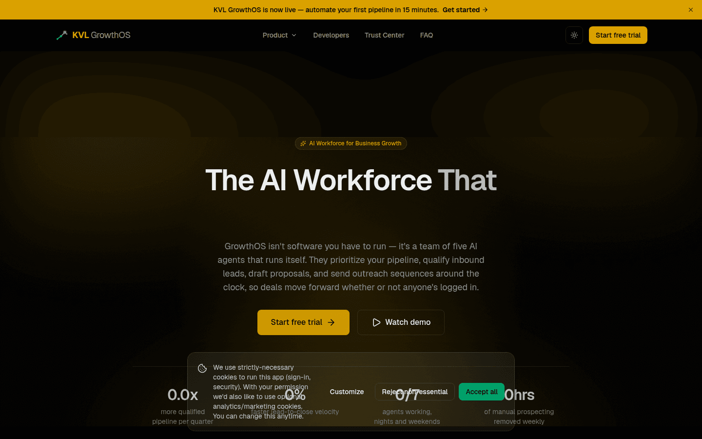 KVL GrowthOS dashboard on desktop